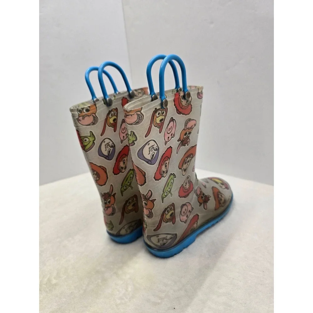 Disney Pixar Toy Story Rain Boots Kids Size 12 Woody Buzz Lightyear Blue Grey